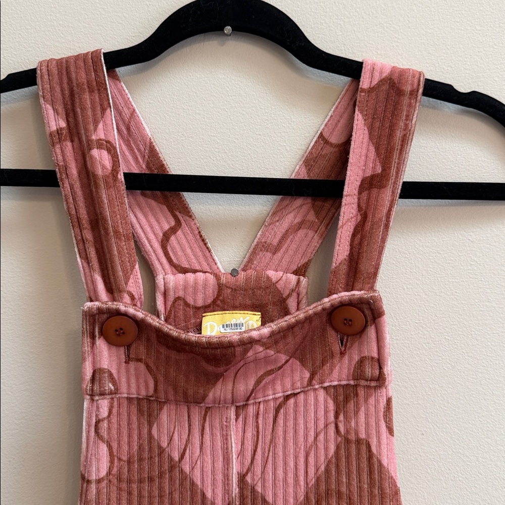 Dazey LA Pink Brown Floral Overalls Jumpsuit - Picture 3 of 4